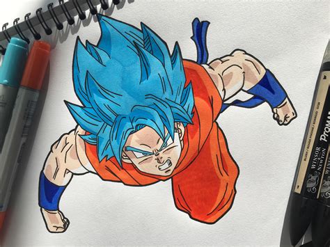 My Drawing Of Goku Blue Dbz Goku Drawing Dragon Ball Painting