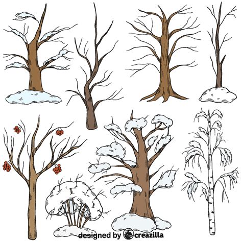 Set Of Winter Trees Vector Free Download Creazilla