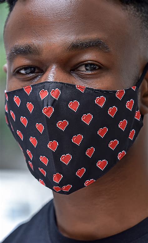 Pixel Hearts Face Mask Insert Coin Clothing
