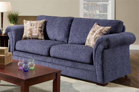 Plush Blue Fabric Casual Modern Living Room Sofa And Loveseat Set