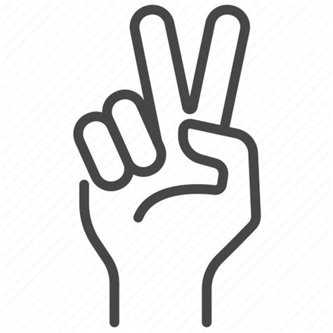 Fingers Gesture Hand Sign Two Victory Win Icon