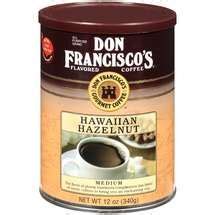 Coffee, medium roast, hawaiian hazelnut flavor, single serve pods. Don Francisco's Hawaiian Hazelnut Flavored Ground Coffee | Gourmet coffee, Food, Hazelnut