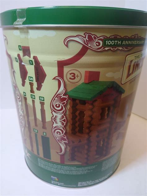Lincoln Logs 100th Anniversary Tin 111 Pieces Real Wood Logs New And