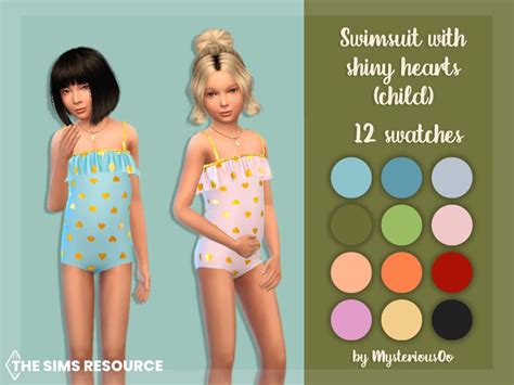 Mysteriousoos Swimsuit With Shiny Hearts Child Sims 4 Children