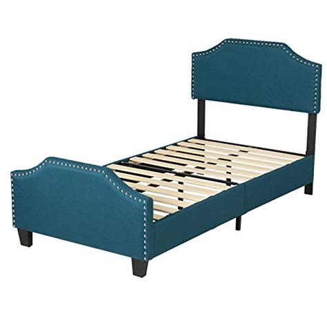 Mecor Upholstered Linen Platform Bed Twin Bed Frame With Curved