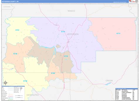 Jefferson County Or Wall Map Color Cast Style By Marketmaps Mapsales
