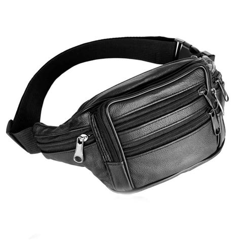 Molave Waist Packs Men Leather Waist Fanny Pack Bum Adjustable Belt Bag