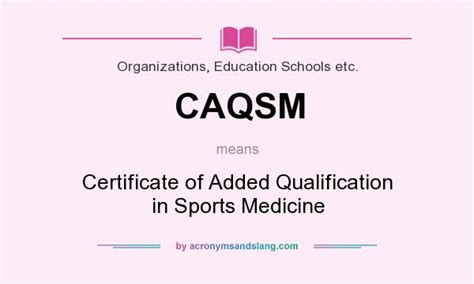 Example sentences containing sports medicine. What does CAQSM mean? - Definition of CAQSM - CAQSM stands ...