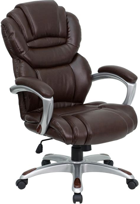 Pu leather high back executive swivel office chair. High Back Brown Leather Executive Office Chair with ...