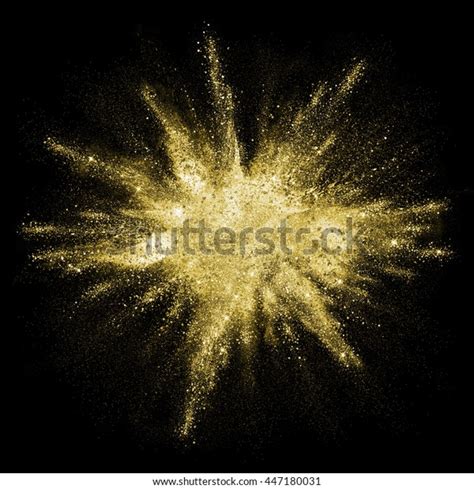 Gold Powder Particles Explosion Glitter Burst Stock Illustration 447180031