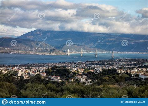 Cityscape Of The Patras Town In Greece With Corinth Gulf And Rio