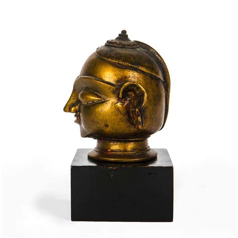 Antique Brass Temple Altar Ornament Head Of Parvati