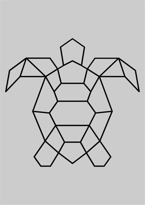 A4 Geometric Turtle Print Geometric Drawing Geometric Art Animal