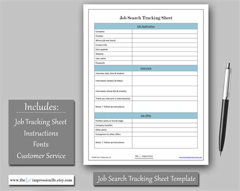 Job Search Tracking Sheet ~ Excel Templates