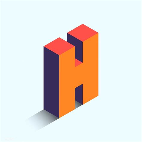 Orange Isometric Alphabet H Vector Premium Image By