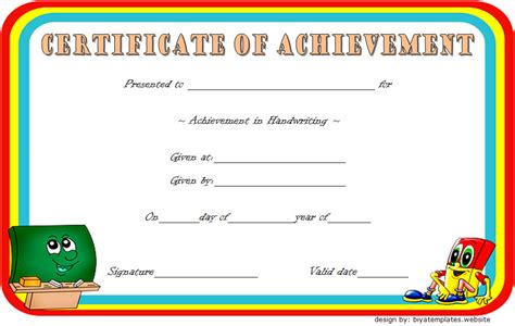 Handwriting Award Certificate Printable 4 Paddle Templates