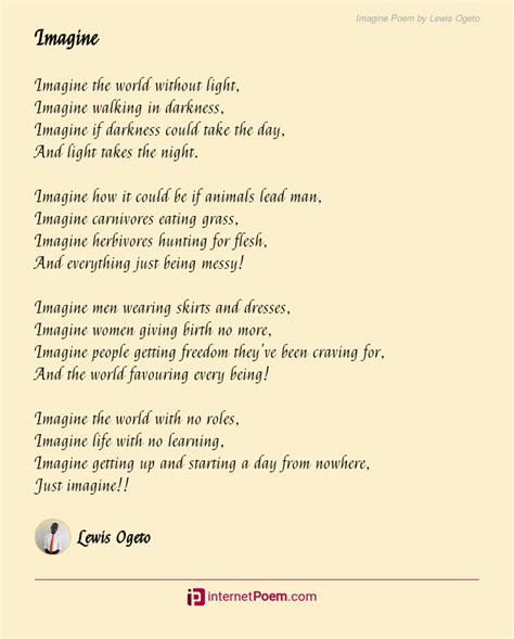 Imagine Poem By Lewis Ogeto