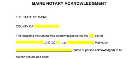 Free Maine Notary Acknowledgment Form Pdf Word Eforms