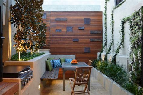 from Houzz / Small Space Patio: contemporary patio by Outhouse Design (built in planters ...