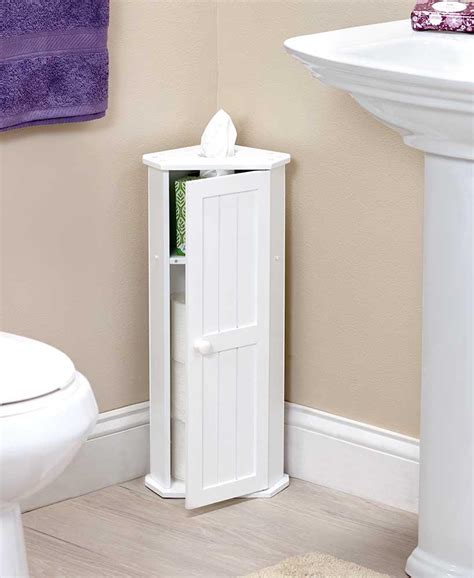 Fit more storage and display space into a tiny corner of your apartment with the adjustable inner shelves of this bestar small space krom corner storage unit. WHITE Bathroom Corner Cabinet Toilet Paper Roll Kleenex ...