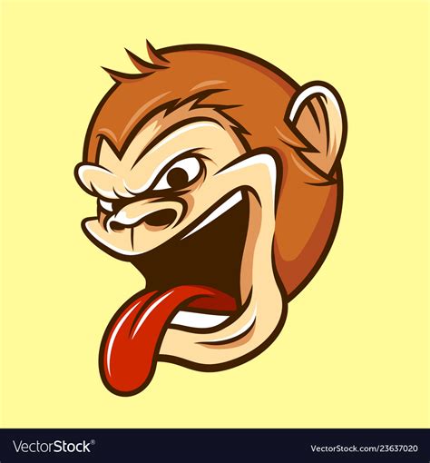 Monkey Chimp Ape Head Mascot In Cartoon Style Vector Image