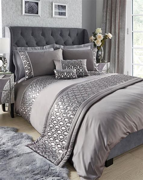 Crystal Silver Duvet Cover Set Luxury Bedding Master Bedroom Silver