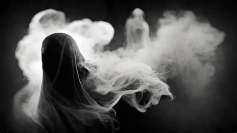 Abstract Ghost Devil In Smoke Black And White Halloween And Creepy