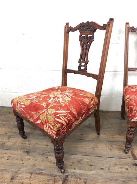 The Penderyn Furniture Co Pair Of Antique Bedroom Chairs With Fabric