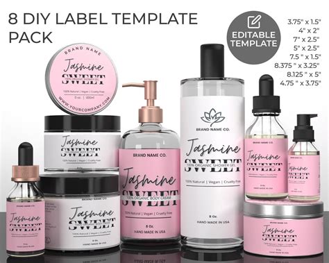 Editable Cosmetic Label Template Custom Skincare Product | Etsy