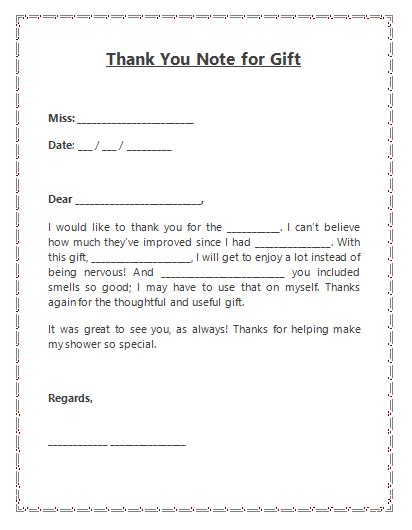 Thank You Note Template Free Word Templates