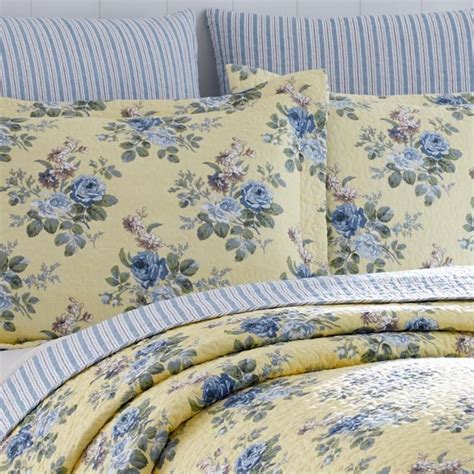 Laura Ashley Laura Ashley Cotton Pale Yellow Linley King 3 Piece