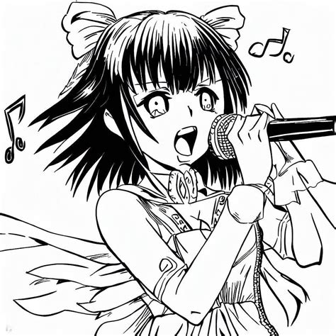 Anime Girl Singer Coloring Page Download Print Or Color Online For Free
