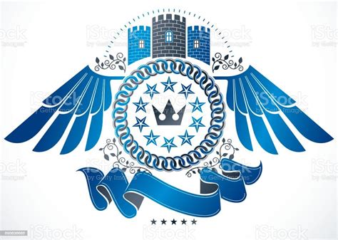 Winged Classy Emblem Vector Heraldic Coat Of Arms Composed With