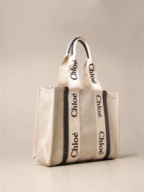 ChloÉ Shoulder Bag In Canvas And Leather With Logo Shoulder Bag