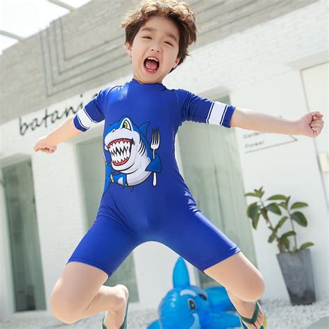Kids Cartoon One Piece Swimsuit New Boys Childrens Swimwear Upf50