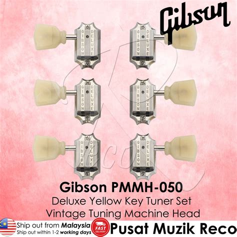 Gibson Pmmh 050 Deluxe Yellow Key Tuner Set Vintage Guitar Tuning