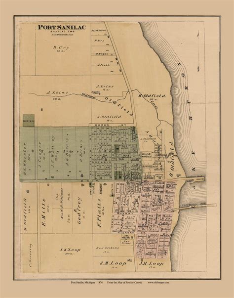 Port Sanilac Village Sanilac Michigan 1876 Old Town Map Custom Print