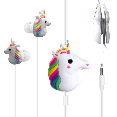 Cute Cartoon Wired Headphones With Mic Unicorn Donut Earbuds Earphones