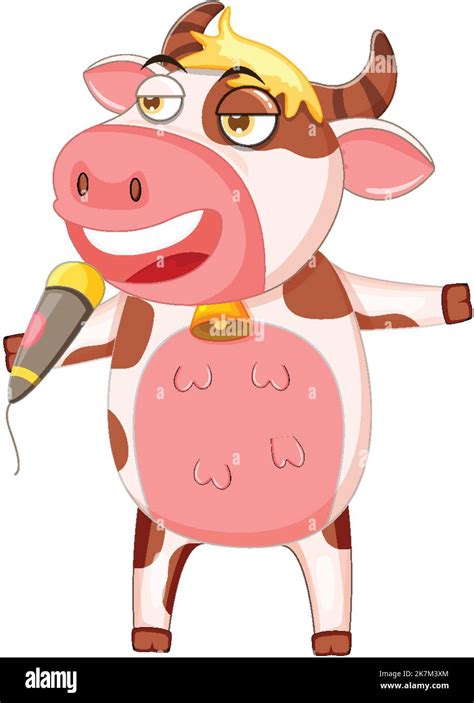 A Cow Singing Cartoon Character Illustration Stock Vector Image And Art