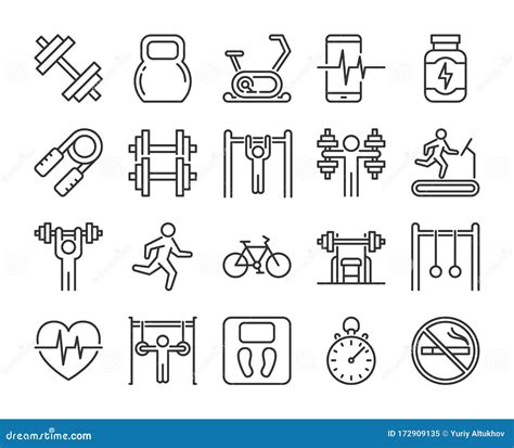 Gym Icons Fitness And Gym Line Icon Set Vector Illustration Editable