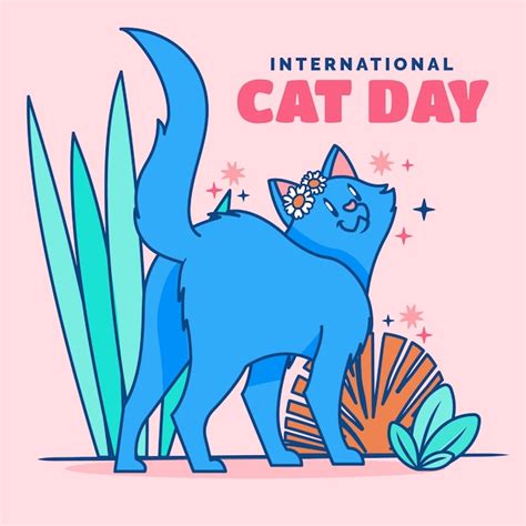 Free Vector Flat International Cat Day Illustration With Cat