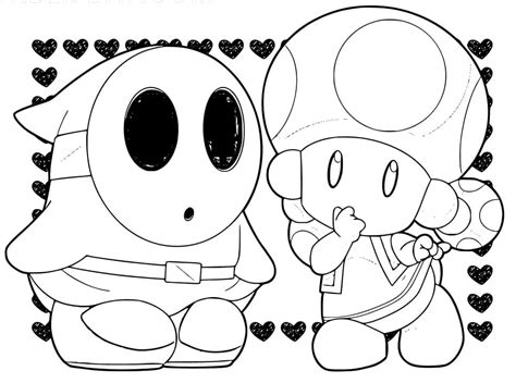 Toad And Shy Guy Mario Coloring Page Free Printable Coloring Pages