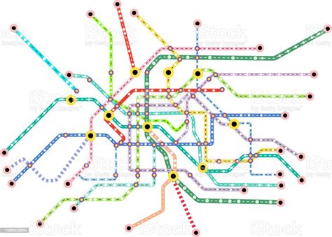 Transportasi Umum Peta Kereta Bawah Tanah Seni Vektor Fiksi Ilustrasi