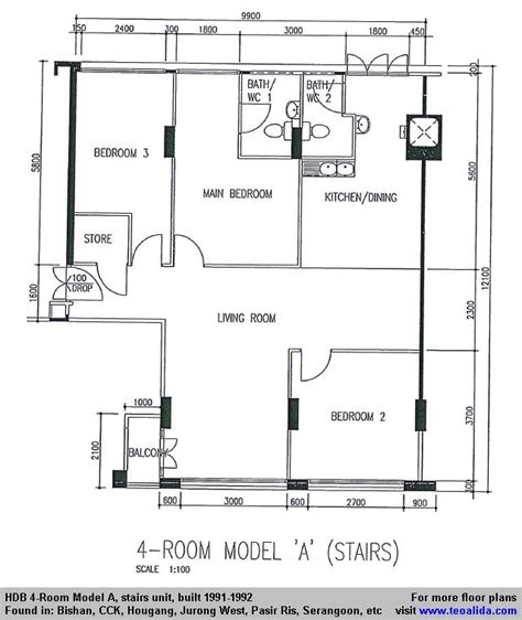 Hdb 4 Room Model A Floor Plans Ang Mo Kio Utility Rooms