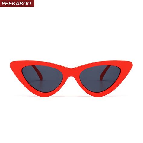 Peekaboo Cute Sexy Retro Cat Eye Sunglasses Women Small Black White 2018 Triangle Vintage Cheap