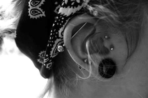 Girl Black And White Piercing Hipster Plugs Grunge Ear Goth Power