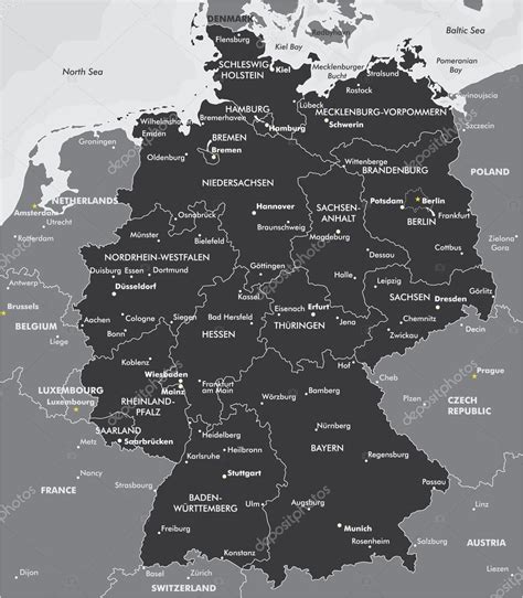 Czarno Biała Mapa Niemiec Grafika Wektorowa Od ©max776 60353845