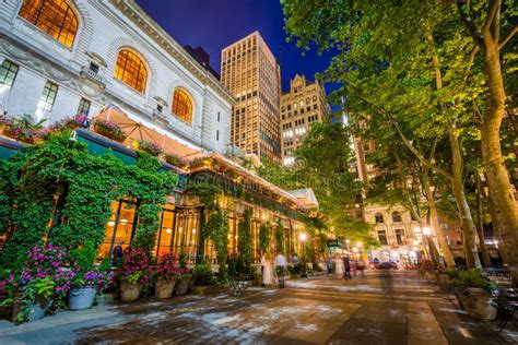 Bryant Park At Night In Midtown Manhattan New York City Editorial Photo Image Of Colorful