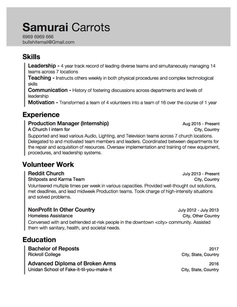 A well written resume will get a job seeker in the door and is the first contact most people have with their future employer. How To Write A Resume With No Experience Reddit - Best ...