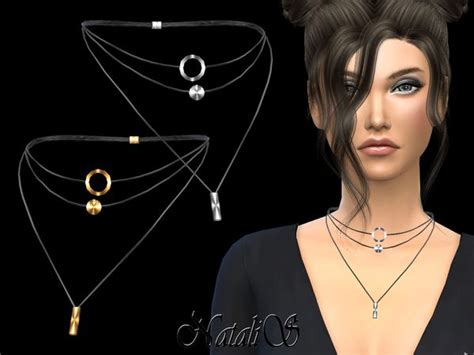 The Sims Resource Necklace With Geometric Pendants By Natalis • Sims 4
